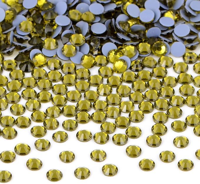 Bymitel Hotfix Crystal Rhinestones Round Gems Iron on DIY Jewelry Making Flat Back for Crafts,Olivine, 1.6mm(SS4/2880pcs)