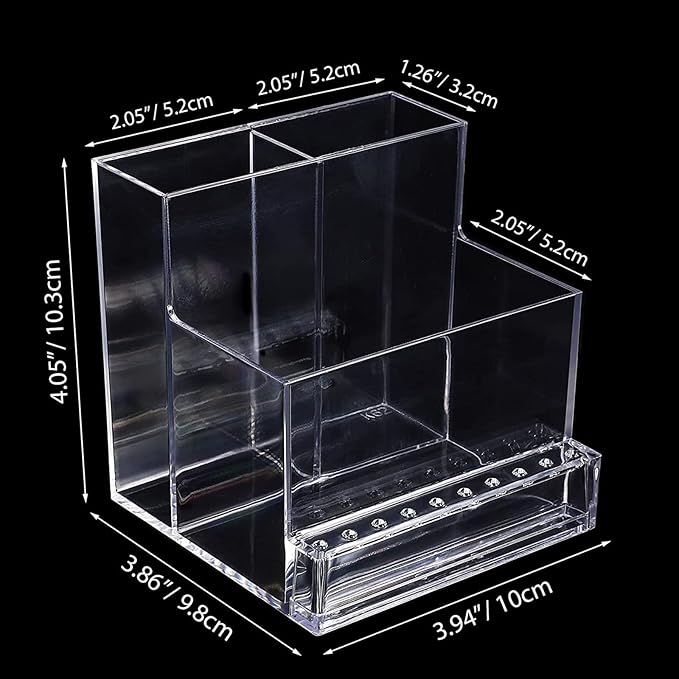 ANGNYA Nail Drill Holder Grinding Bit Storage Box, 10 Holes Transparent Nail Drill Bit Holder Plastic Nail Drill Tool Organizer Manicure Tools Display Box for Nail Tech Supplies