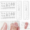 4-Piece Nail Measurement Ruler with Rhinestones - Measuring Tool for Acrylic Nails and DIY Manicure
