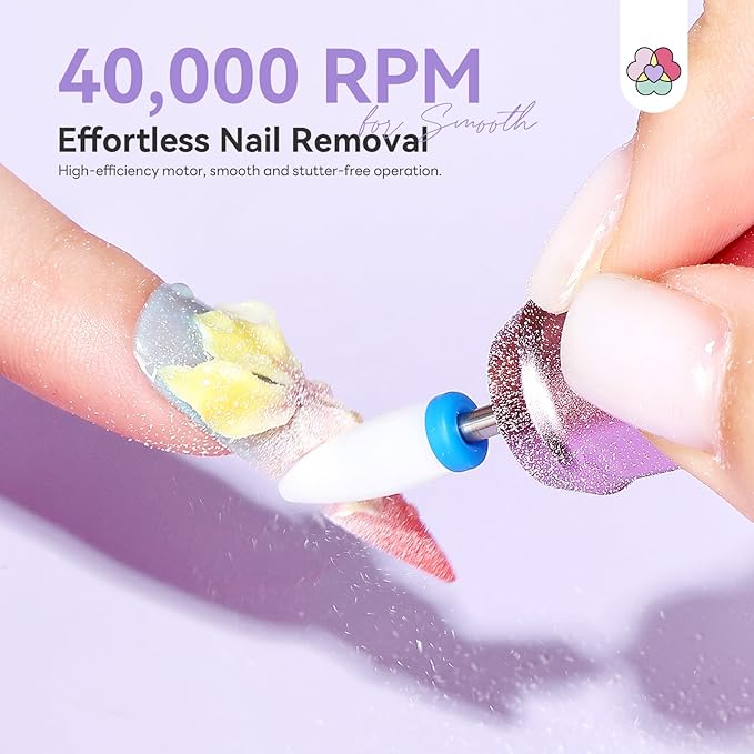 SAVILAND 2026 Nail Drill Professional: 40000RPM Electric Nail Drill 30S Fast Removal for Acrylic Nails Low Noise Electric Nail File Long-Lasting Manicure Pedicure Mobile Tech & Salon (Gradient Purple)