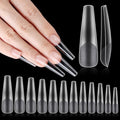Flattened No C Curve, XXL Coffin Nail Tips, Half Matte Clear Half Cover Coffin Flat Tips for Acrylic Nails Salons Home DIY Extensions(12 Sizes 240PCS)