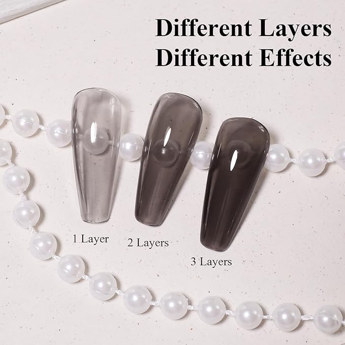 Imtiti Black Jelly Gel Nail Polish, Sheer Translucent UV Gel Polish for Nail Art Soak off UV Led 10ML
