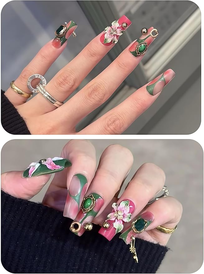 2 Pcs Flower Silicone Nail Art Molds for Women Resin Nail Design