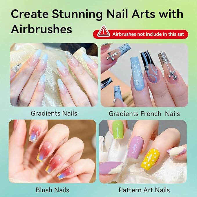 JODSONE 20 Colors Airbrush Gel Nail Polish Set for Nail Gradients No Dilution Gel Nail Polish DIY Various Patterns Nail Art, Girls Gift