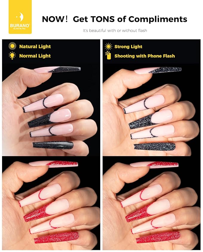 BURANO Gel Nail Polish Liner Nail Art Polish, Silver Gold Painted Gel Nail Design Polish 2 Bottle 8ml, Build in Thin Nail Brush LX22 LX31