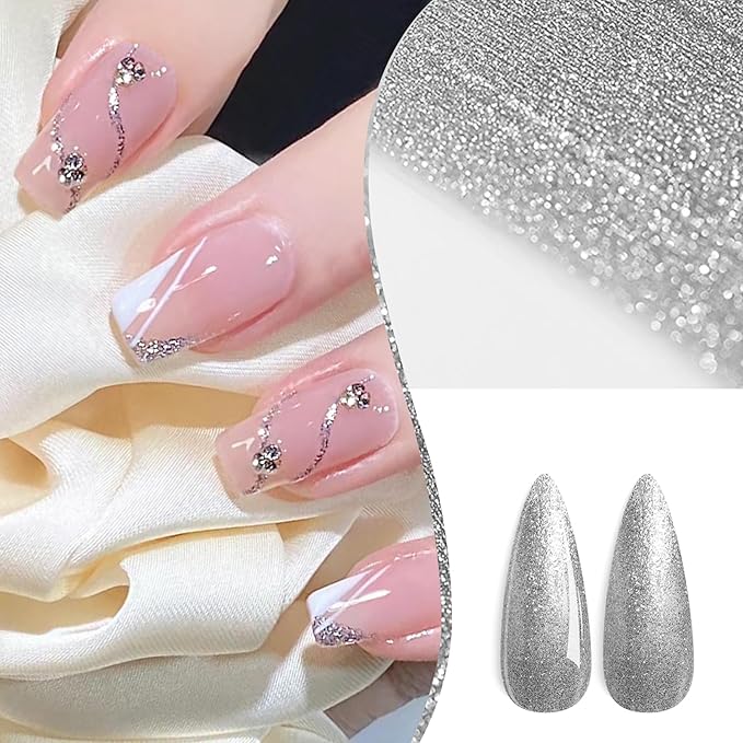 Gel Paint For Nails Art, Paint Nail Gel For French Tip Tool Design For Home Salon DIY Gel Nail Art (Silver, M)