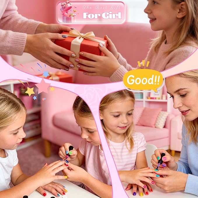 Ranrose 360pcs Kid Nail Tips for Girls 4-8 Years - Pre-Shaped Soft Gel Squared Oval Press on Nails for Kids,Half Matte Full Cover Fake Nail for Kids DIY Salon,Perfect for Birthday Parties,Holidays