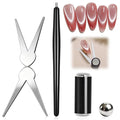 5PCS Cat Eye Nail Magnet Set, 2 in 1 Scissor-shaped Cat Eye Magnets for French Tip Effect, Sturdy Cylinder Magnet with Magnetic Beads Gel Nail Polish Magnet Tools for DIY Art Home & Salon Use