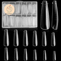 120Pcs Clear Dual Nail Forms,Long Ballet Extension Poly Nail Gel Nail Forms Full Cover Nail Molds 12 Sizes for Solid Nail Gel Glue Nail Art Design Salon&DIY(Extra Long Ballet)
