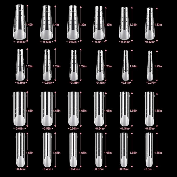 288 Poly Nail Gel Forms Set - Full Cover Dual Forms With Slip Solution for Acrylic Nails, 8 Types 4 Styles 12 Sizes Sticker Silicone for Manicure Extension