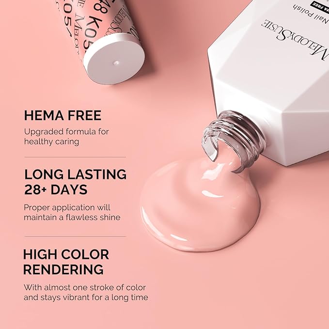 MelodySusie Hema Free Gel Nail Polish, 0.5 Fl Oz Thick Orange Pink Gel Polish, Non-Toxic, Long Lasting, Soak Off UV Nail Polish, Manicure Nail Design Salon DIY Nail Art at Home K0548