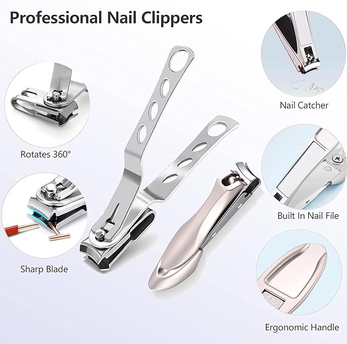 Nail Clippers Set Toe Nail Clippers Set, Finger Nail Clippers with Toenail Tool Set for Thick Nails,11 Pack Nail Kit for Seniors Man and Women