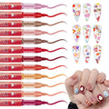 12 Colors Nail Art Pens Set, Nail Polish Pens Nail Art Drawing Markers Pen Quick Dry Waterproof Nail Art Painting Pens Kit for Home DIY Nail Art Design-Red