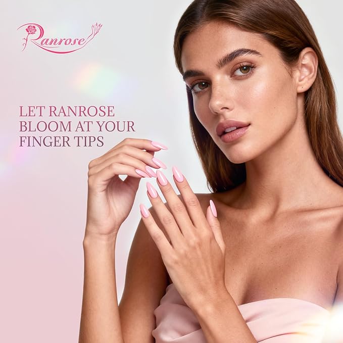 Ranrose Long Almond Nail Tips with Handle, 240PCS Half Cover Acrylic Fake Nails, 12 Sizes No C Curve Gel Nail Extension Tips for Professionals DIY Beginners