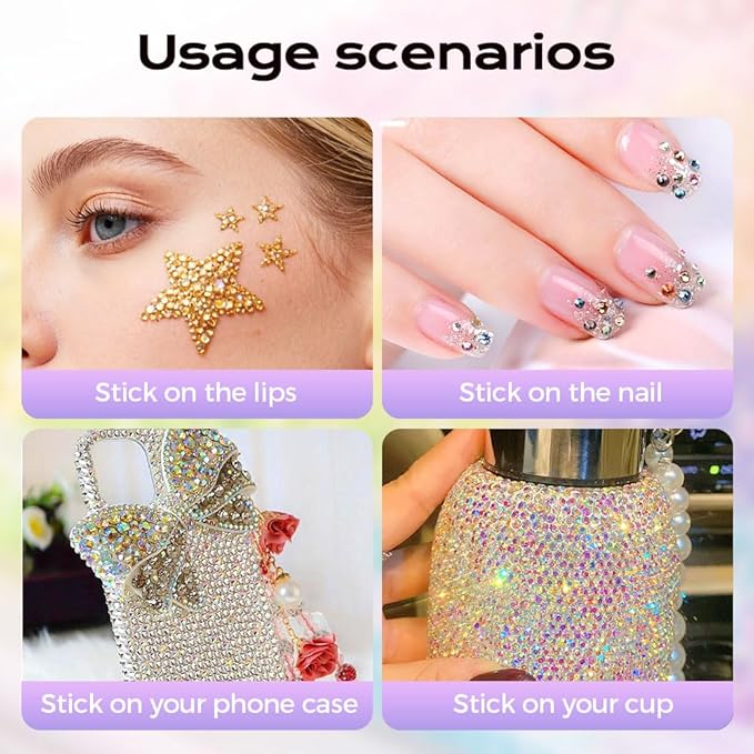 Colorful DIY Resin Rhinestone Kit, 2026 New Resin Jelly Rhinestones for Bedazzling, Multicolor 3mm Flatback Gems for Diamond Art, Bedazzler Kit 3Pc 10ml Jewelry Glue for Bedazzled Nail Art (32000)