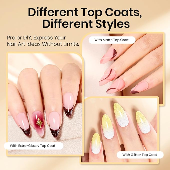 Beetles 6 Pcs 15ml Glossy & Matte Gel Top and Base Coat Set with Protein Nail Prep Dehydrator and Primer Acid-Free & Hema-Free Dehydrate Bond Primer t for Acrylic & Gel Nail Polish Gifts
