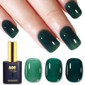 YTD Likomey Nude Gel Nail Polish,15ml Emerald Green Translucent Neutral Jelly Sheer Glass Salon Home DIY Nails Art Manicure Fall Winter UV Color Varnish,LS324
