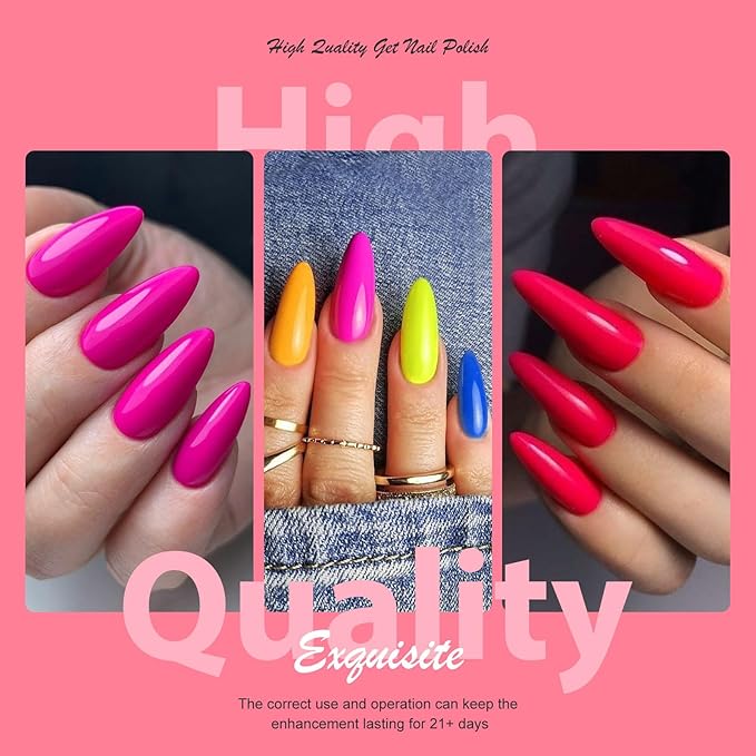 MTSSII Neon Gel Nail Polish Set, 8 Colors Hot Pink Orange Yellow Green Blue Red Neon Pastel Color Spring Summer Nail Polish Kit Fluorescent Gel Polish Set for Home DIY Manicure Nail Salon