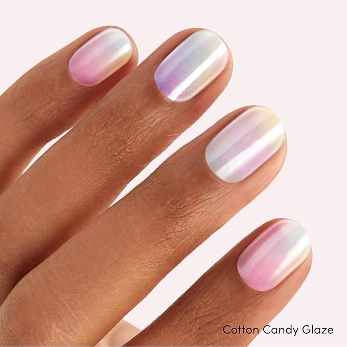 Dashing Diva Glaze Nail Strip Duo - Cotton Candy Collection - Unicorn Glaze & Cotton Candy Glaze - Long Lasting, Chip Resistant, Semi-Cured Gel Nail Strips - Contains 2 Colors