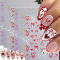 8Sheets Valentines Nail Art Stickers Gold Silver Purple Red Bow Nail Decals 3D Self-Adhesive Colorful Bow Nail Stickers Star Love Heart Sticker Design Cute Nail Supplies Accessories for Women Manicure