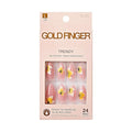 Goldfinger Trendy False Nails Kit, Long Almond Shape Design Nail, Pink & Flower Print, Ready to Wear Gel & Manicure Stick Included, Long-Lasting Convenient & Easy to Apply