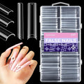 No C Curve Nails: Non-C Curved Nail Tips Straight Tapered Square Extra Long Professional Half Cover Fake Nail for Acrylic Salons Home DIY