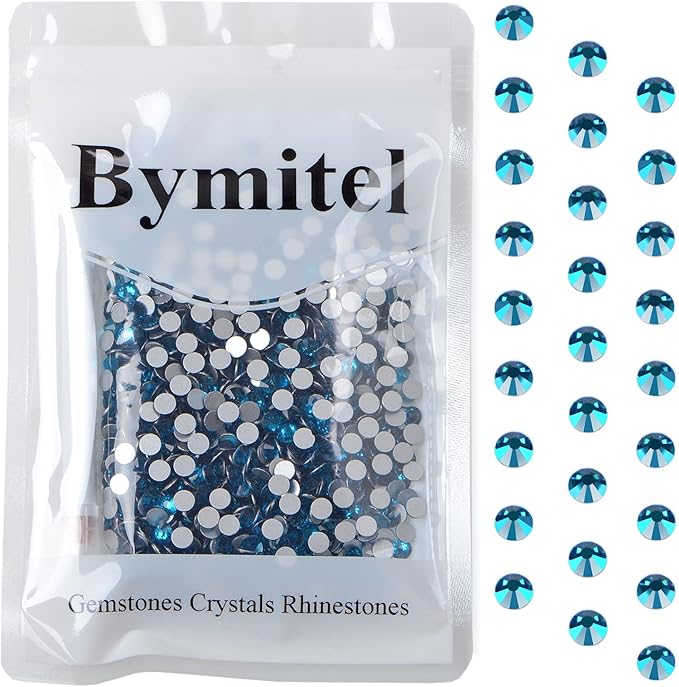 1440PCS Art Nail Rhinestones Non Hotfix Glue Fix Round Crystals Glass Flatback for DIY Jewelry Making with one Picking Pen (ss20 1440pcs, Blue Zircon)