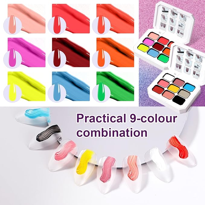 Gradient Painting Gel Set, 18 Bright&Sculpture Ombre Gel Nail Polish Oil Painting Effect,Long-lasting Silky Texture Highly Saturated French Manicure Soak of UV/Led Home Salon DIY Nail Art