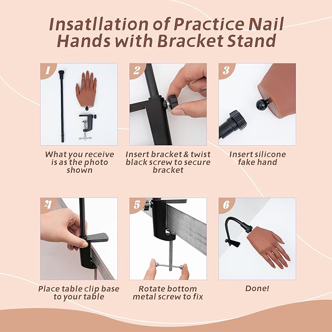 Practice Hand for Acrylic Nails, Realistic Silicone Training Hand with Flexible Fingers for Nail Art Practice,Professional Mannequin Hand Model Kit for Gel Polish