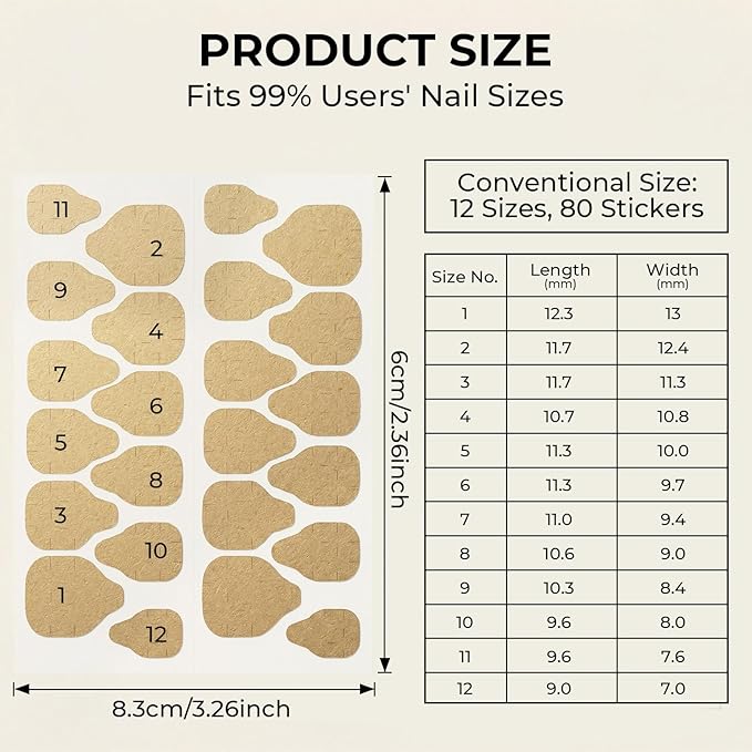 80 Sheet (1920PCS) Press on Nail Adhesive Tabs, 12 Sizes Waterproof Breathable Double-Sided Jelly Nail Glue Stickers