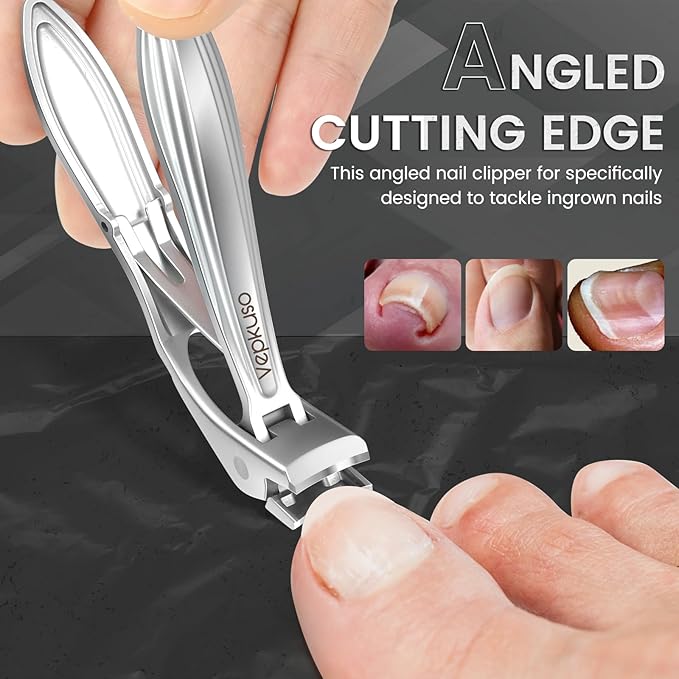 Toenail Clippers&Nail Clippers for Seniors Thick Nails - Professional Nail Clippers Set for Men/Women, Manicure Kit with Angled Head, Stainless Steel Toe Nail Cutter, Gift Idea
