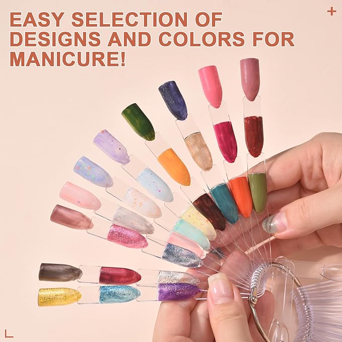 300 Tips Nail Swatch Sticks with Metal Split Ring Fan-shaped Display Nail Practice Sticks Nail Sample Swatches for Nail Art Polish Practice Nail Color Display (Clear - 450Tips)