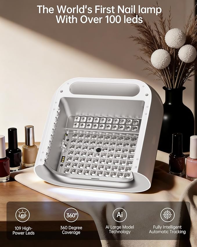AI Health Nail Lamp-O NAIL AI Precision Scan,Reduce Excess UV Skin Damage-2in1 AI Computer&Nail Dryer with HD Visible Screen,109 LEDs 2X Faster Curing,Nail Curing Lamp for Salon and Home