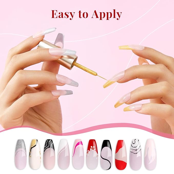 beetles Gel liner nail Polish 6 Pcs Black White Red Gold Silver Glitters Colors Paint Swirl Nail Art Polish Set