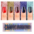 150Pcs Cat Eye Press on Nails, Plauva XS Short Aquare Fake Nails, Glossy Glitter Cat Eye Nail Tips, Soft Gel Stick On Nails for Women and Girls 15 Sizes