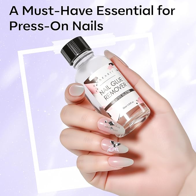 Makartt Nail Glue Remover for Press on Nails - 30ML Hema-Free, Glueoff Easy Removal Versatile Debonder for Glue on Tips, Regular Polish, Quick Glues and Semi-Cured Sticker DIY Manicure Supply