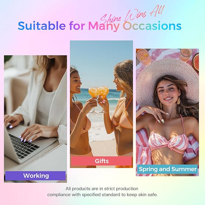 Morovan Pearl Nail Polish Set: Aurora Ombre Shimmer Iridescent Mermaid Spring Pastel Fingernail Polish Kit Blue Purple Pink Glitter Sparkle Quick Dry Nail Art Design Gift for Women Girls