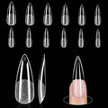 TOMICCA Long Stiletto Nail Tips, 240Pcs 12 Sizes Almond Fake Nails Ultra Half Matte Acrylic Gel Nail Tips Full Cover False Nails for Nail Extension Home DIY Salon