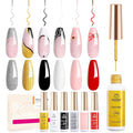 Beetles Gel Liner Nail Polish 6 Pcs White French Tip Liner Pink Black Red Glitters Gold Silver Painted Swirl Gel Polish Set Built in Thin Brush Soak off Uv Led Lamp Nail Art Gifts for Women