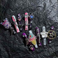 3D Nail Art Fake Nails Handmade Quality with Adhesive for Cute Kawaii Pink Princess Theme Easy to Apply Size M