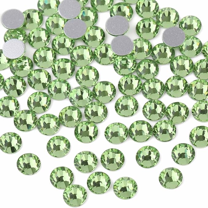 Beadsland 2880pcs Flat Back Crystal Rhinestones Round Gems for Nail Art and Craft Glue Fix,Light Green,SS10,2.7-2.9mm