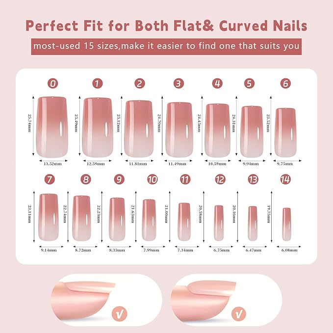 150 Pcs French Tip Press on Nails - Long Square Press on Nails, French Tip Gel X Nails French Press on Nails, Colored Nail Tips Soft Gel Nail Tips Acrylic Nails, French Tip Nails