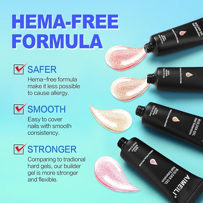AIMEILI Poly Nail Extension Gel Builder Nail Gel Hema Free Poly Nail Enhancement Nail Art Design DIY Salon Nail At Home Gift for Women Nail Gel - 053
