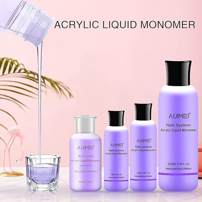 Acrylic Monomer Acrylic Liquid 58ml 2OZ Acrylic Liquid Monomer For Acrylic Powder Acrylic Nail Liquid Monomer For Acrylic Nails Acrylic For Nails Powders & Liquids Acrylic Nail Powder And Liquid