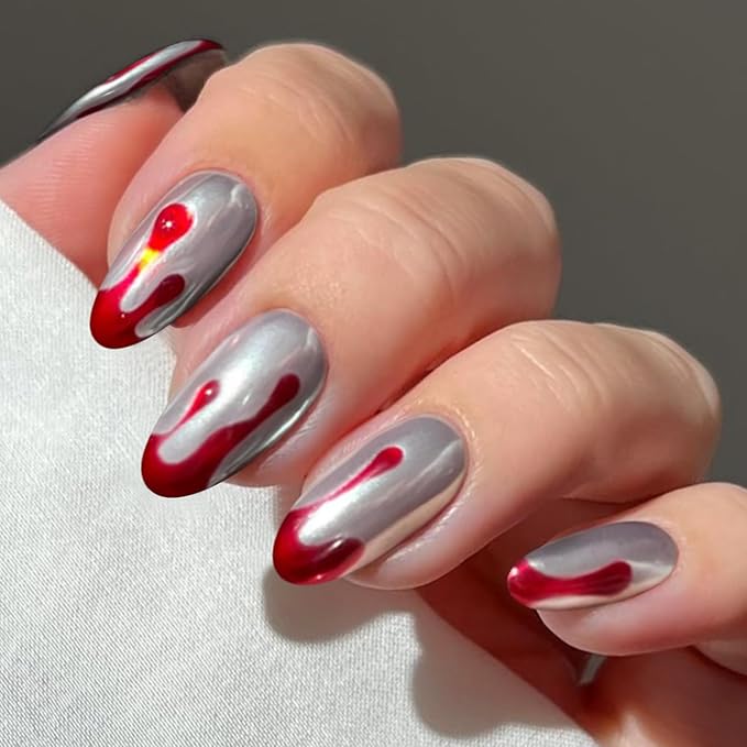 JMEOWIO Gel Nail Stickers Halloween Semi Cured Gel Nail Strips Wraps UV/LED Nails Art Design Decoration Accessories