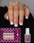 Press on Nails,Ombre Short Square, 19 Sizes, 38 Pieces,Fake Nails with Brush-on Glue & Adhesive Tabs (Toast Crust)