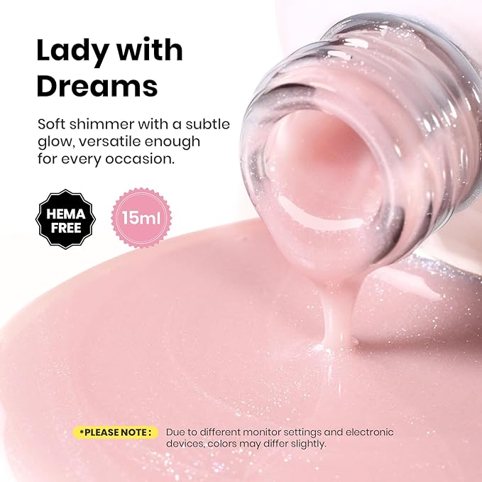 Beetles HEMA Free Builder Gel for Nails, 3 Pcs Glitter Pink Builder Nail Gel with Gel Top and Base Coat Set for Gel Polish Long Lasting Strengthening Safe Low-Sensitivity Formula Nail Gifts for Women