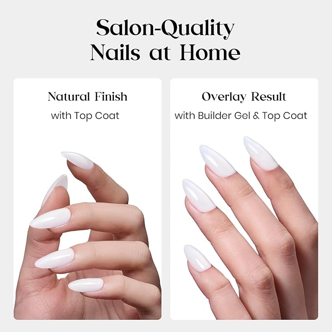 Beetles Natural Milky White Nail Tips | 160PCS, 16 Sizes Medium Almond Nail Tips | Pre-Colored Full Cover Soft Nail Gel Fake Nails | Salon-Gel Look for DIY Manicure