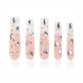 LOVFUL Press on Nails Berry Shake | Handmade with Full Covered Crystals | Reusable Fake Nails | Square | H56-S, pink