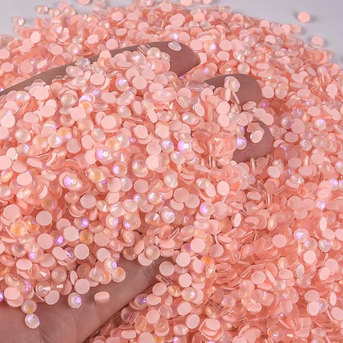 Blinginbox Flatback Rhinestones Round Gems, 288pcs Luminous Series Glass Stones Neon Gems Non Hotfix Crystal Rhinestones for Nail Charms Crafts Clothes Tumblers,Peach AB Luminous,SS30.
